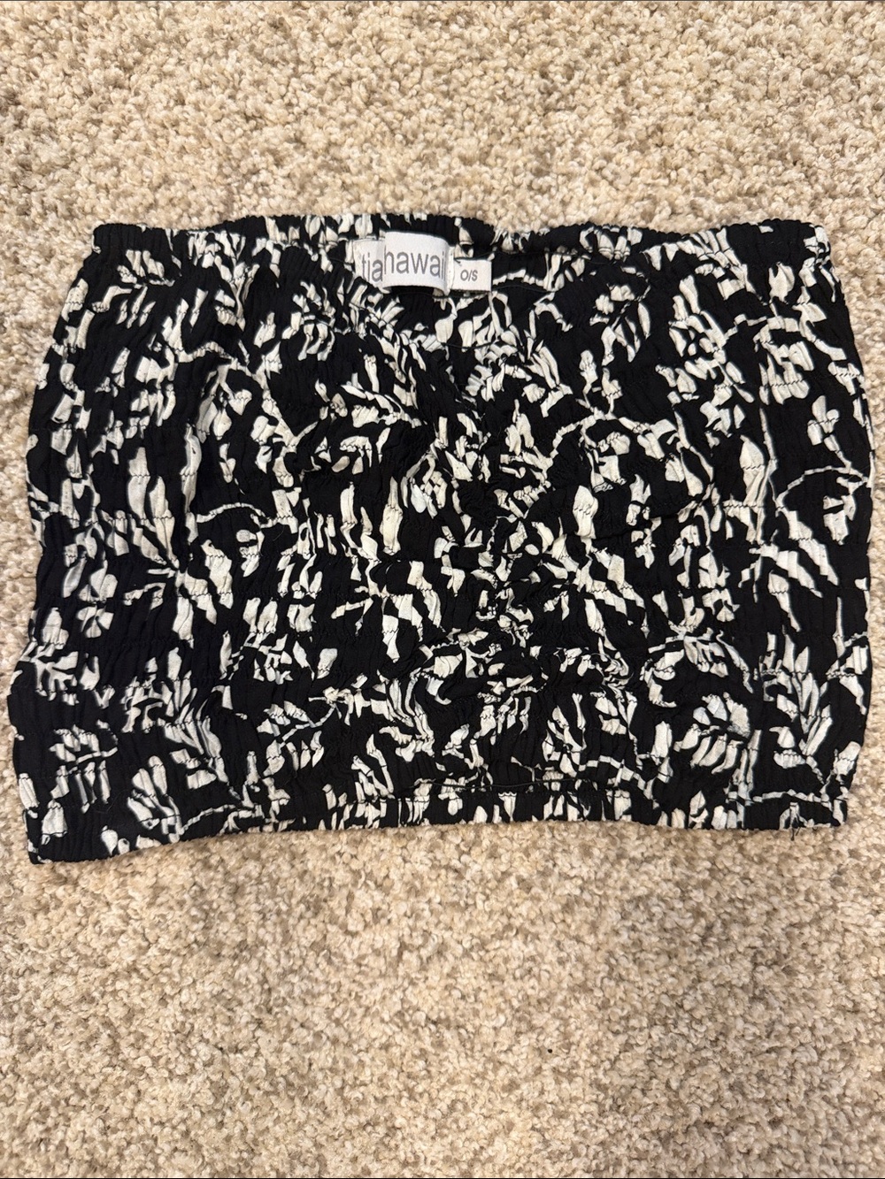 Tiare Hawaii Black & White Smocked Tube Top